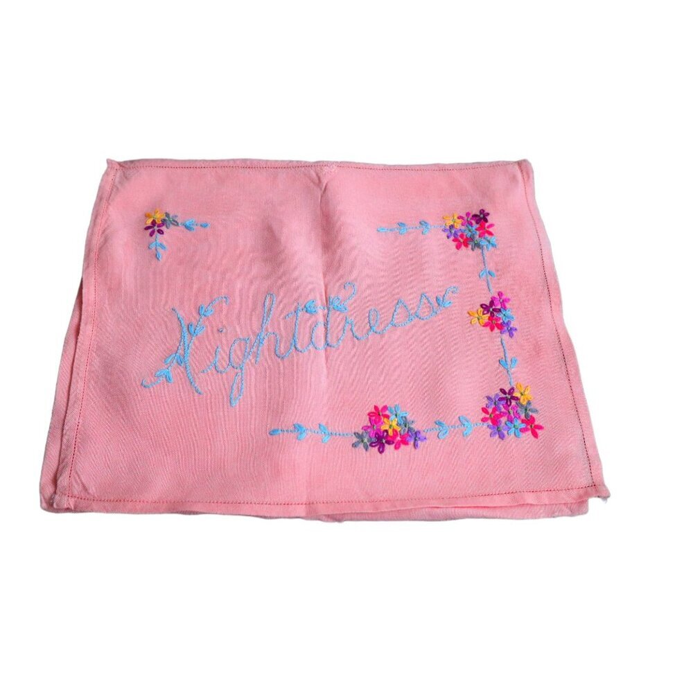 Vintage Pink Embroidered 1940s Nightdress Bag Handmade